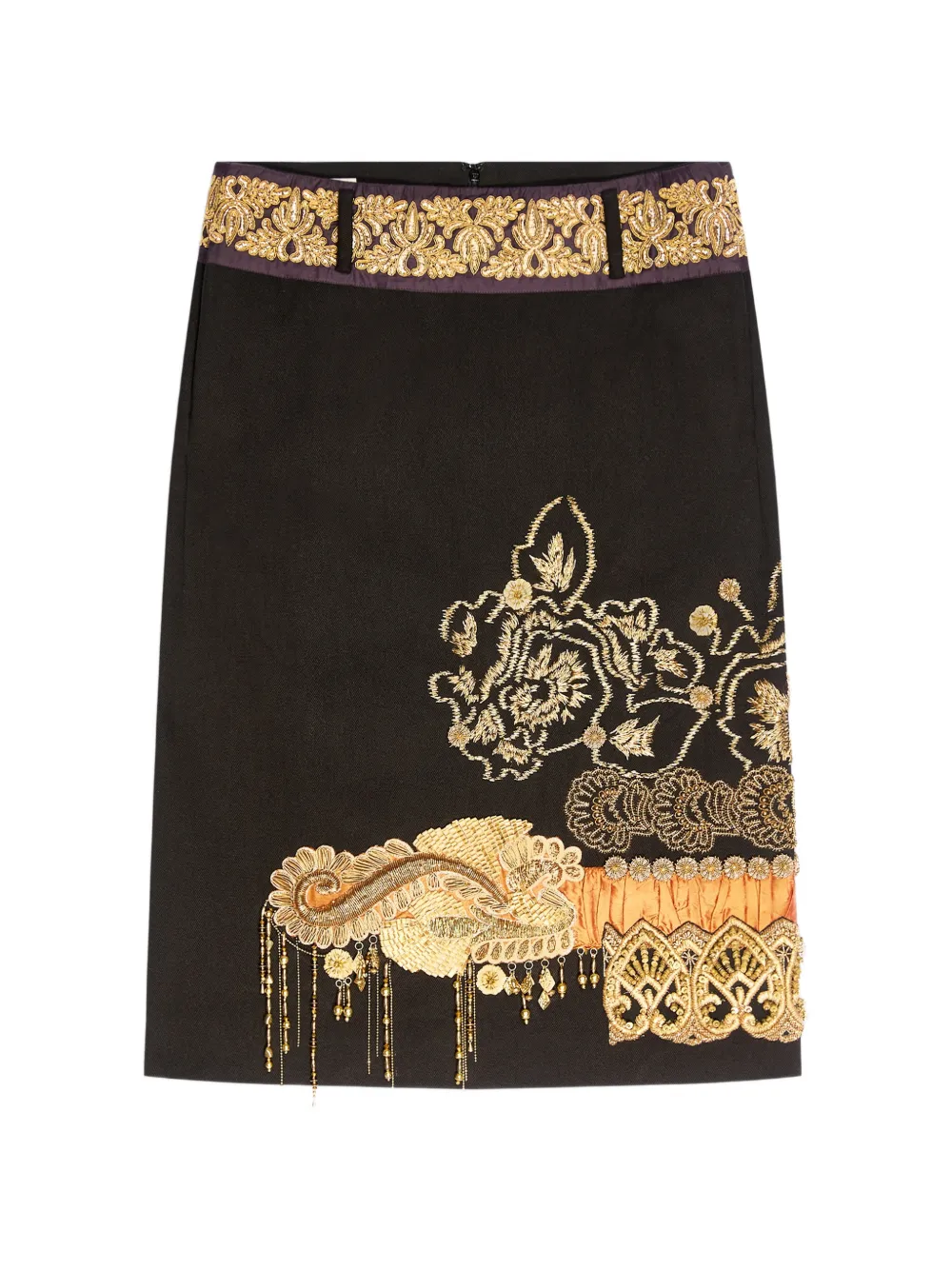 Dries Van Noten Embroidered Pencil Skirt In Black