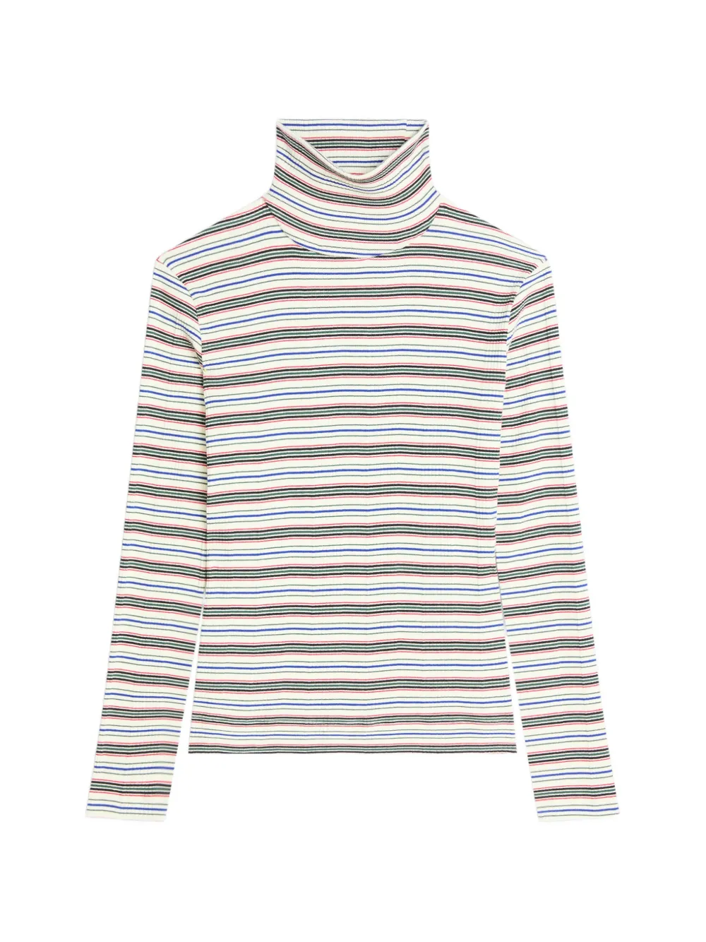 DRIES VAN NOTEN Geripptes Strick-T-Shirt mit Rollkragen - Nude