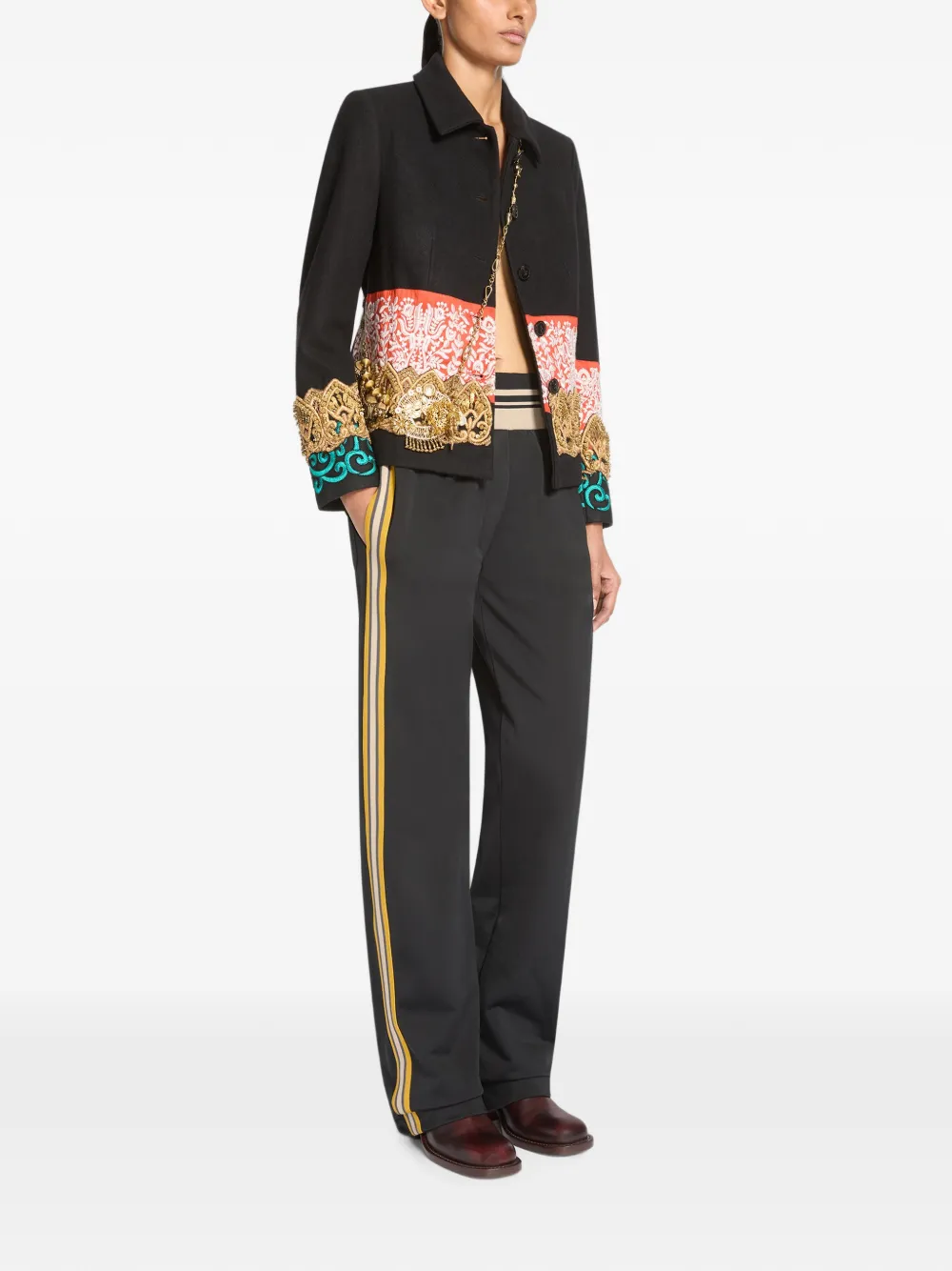 DRIES VAN NOTEN Wollen blazer met borduurwerk Zwart