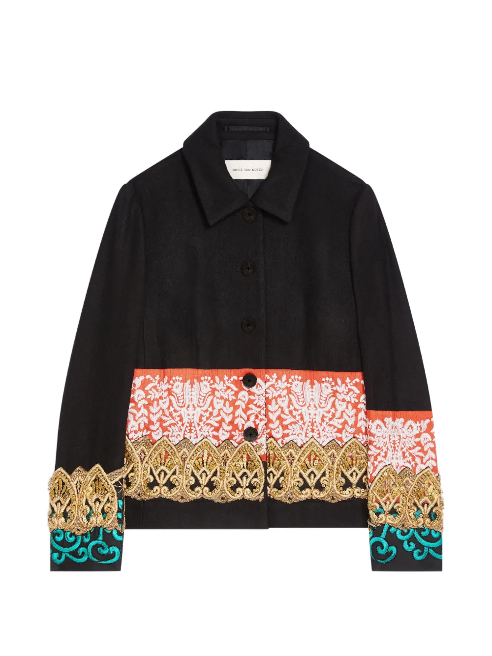 DRIES VAN NOTEN embroidered wool blazer - Black
