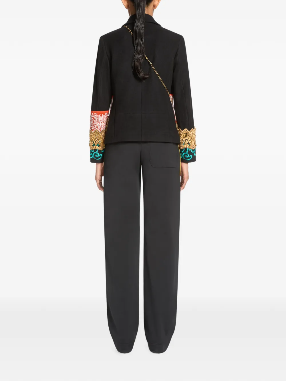 DRIES VAN NOTEN Wollen blazer met borduurwerk Zwart