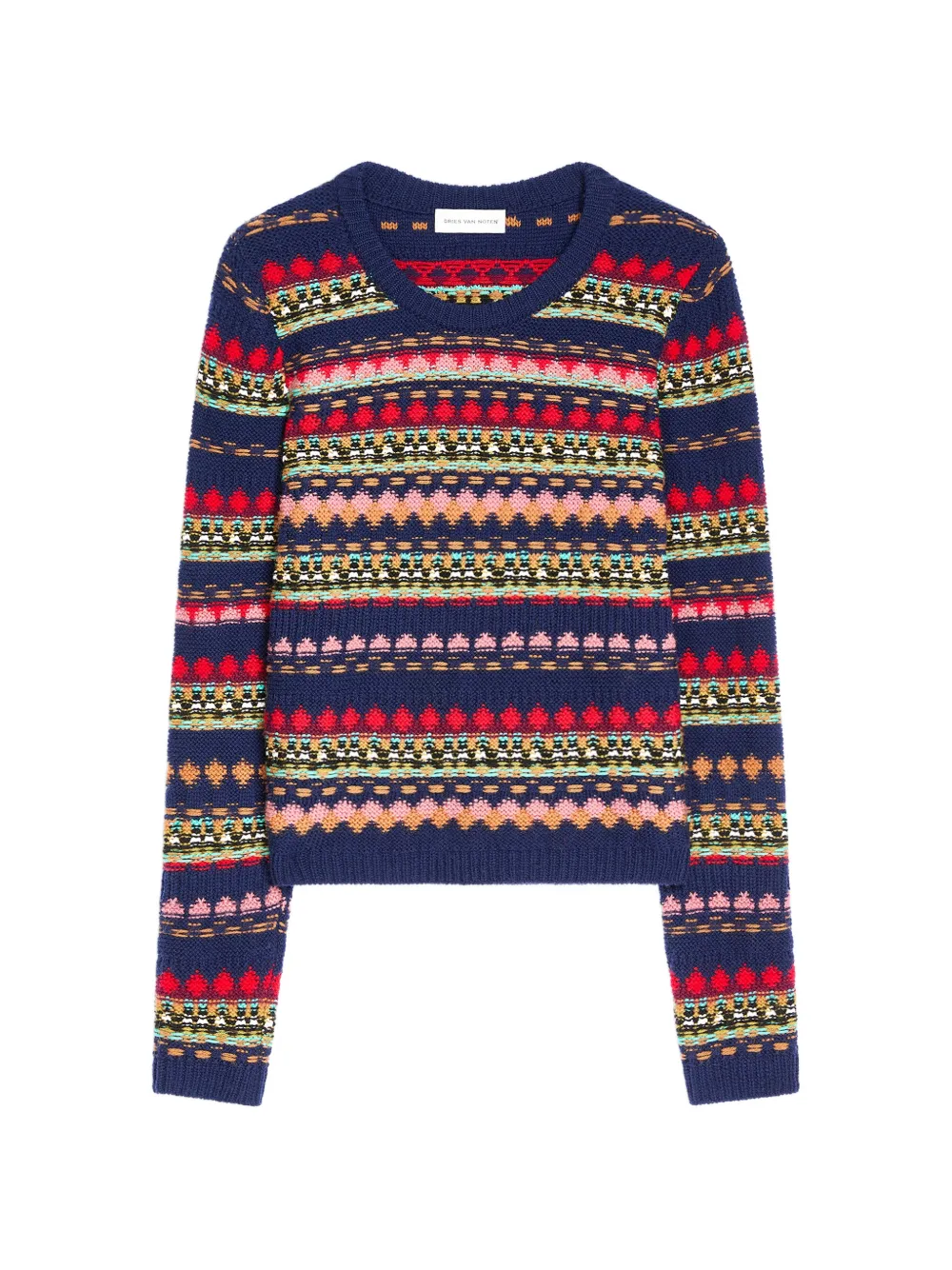 Dries Van Noten Jacquard Wool Sweater In Blue