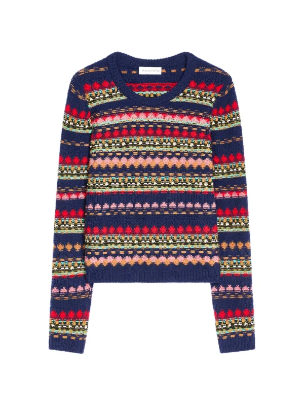 Dries Van Noten Jacquard Wool Sweater in Blue