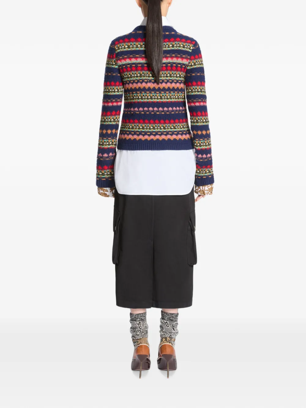 DRIES VAN NOTEN Jacquard Wool Sweater in Blue, view 4