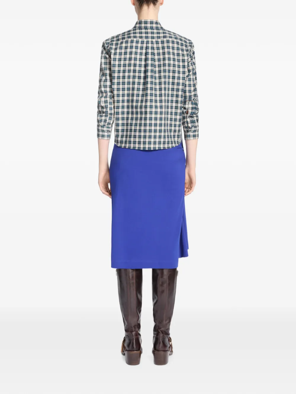 Dries Van Noten Draped Jersey Skirt in Blue, view 4