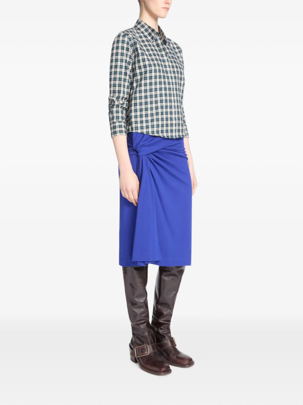 Dries Van Noten Draped Jersey Skirt in Blue, view 3