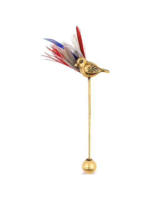 DRIES VAN NOTEN broche de pluma dorada