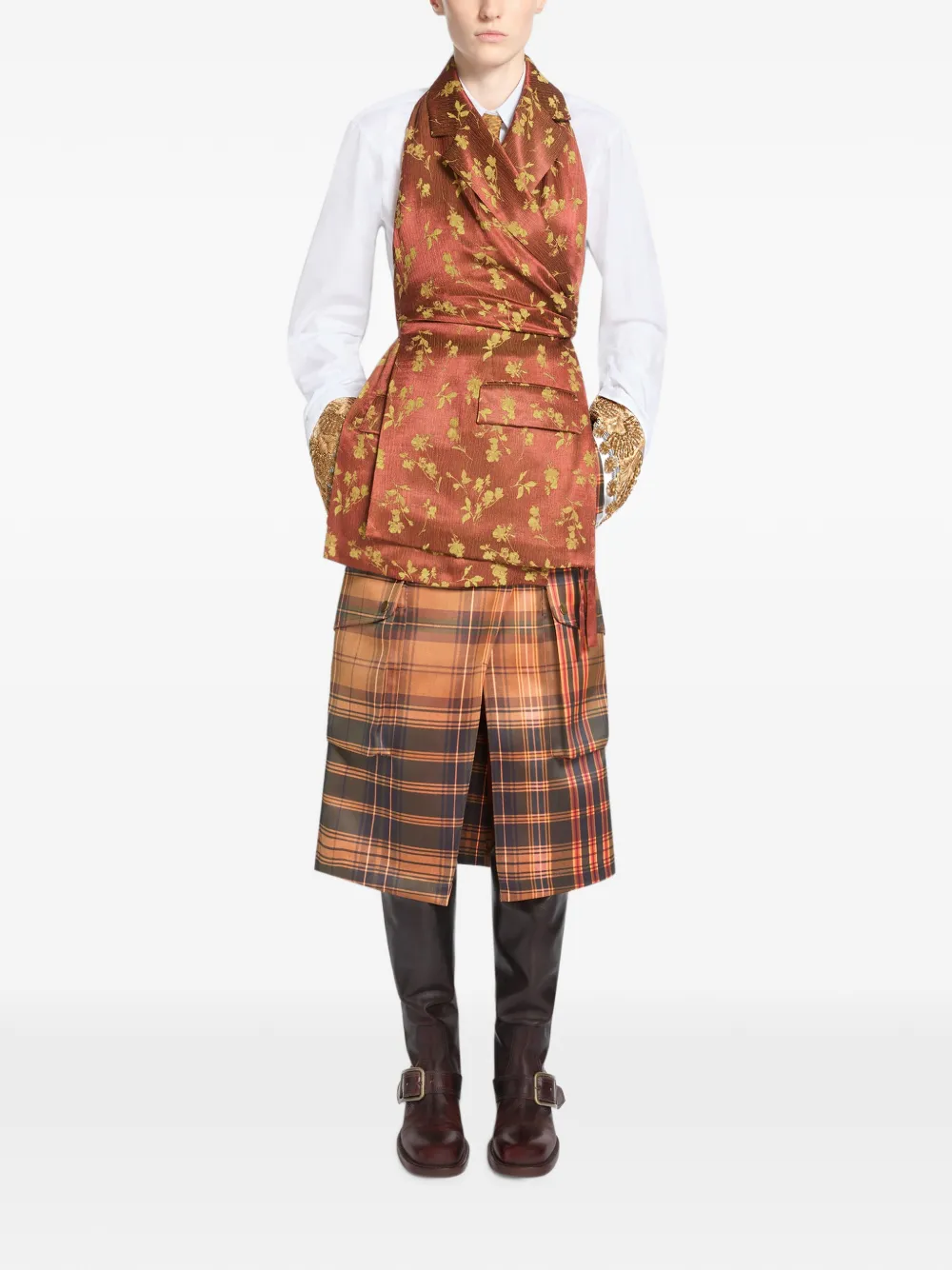 DRIES VAN NOTEN Top met achterkant en jacquard Oranje