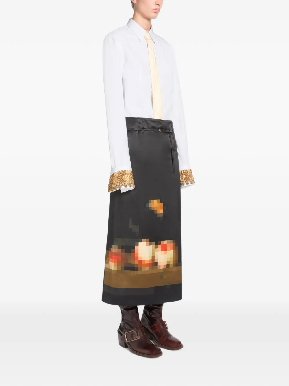 DRIES VAN NOTEN Rok met print Zwart