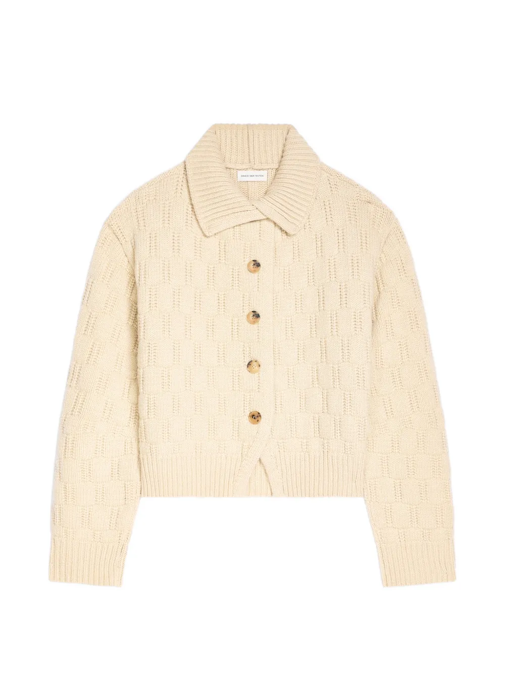Dries Van Noten Textured Wool Cardigan In Neutrals
