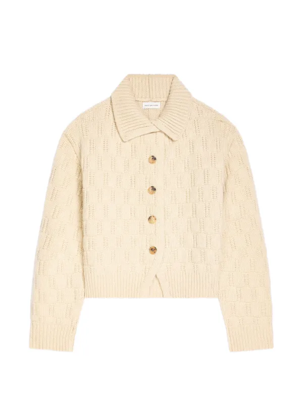 Dries Van Noten Textured Wool Cardigan in Neutrals