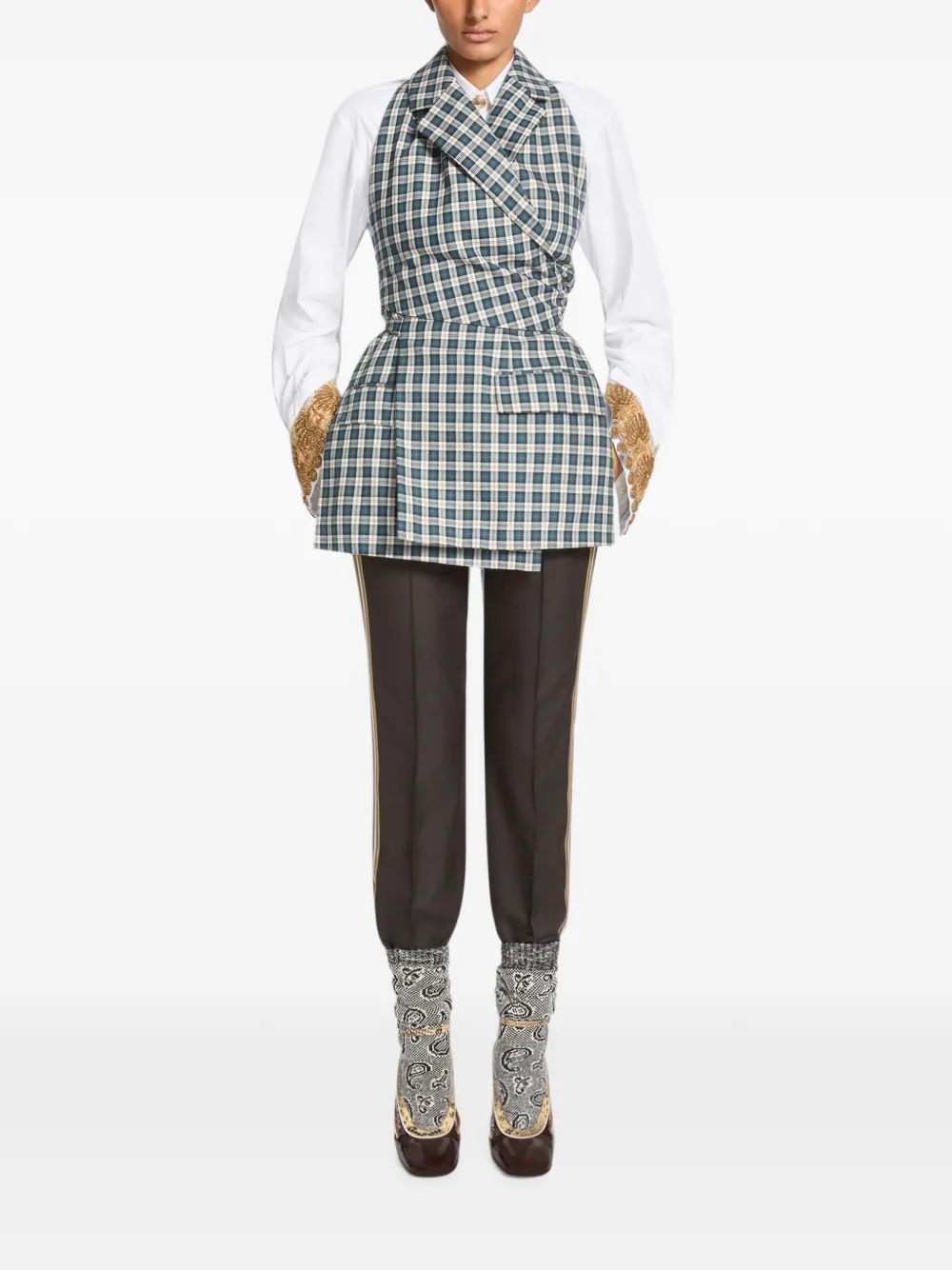 DRIES VAN NOTEN Flanellen top met katoenen achterkant Blauw