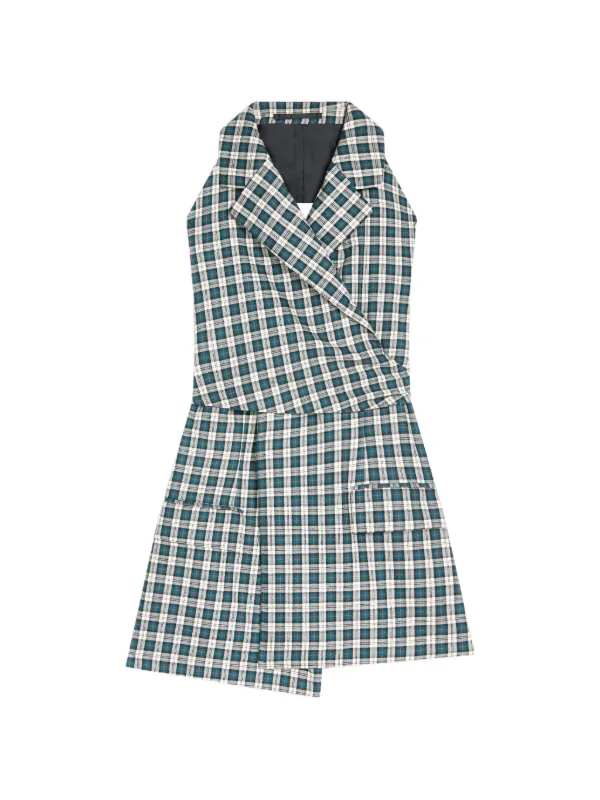 Dries Van Noten Backless Cotton Flannel Top in Blue