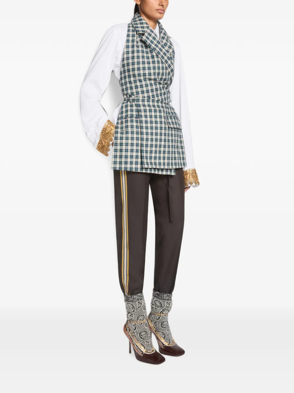 DRIES VAN NOTEN Flanellen top met katoenen achterkant Blauw