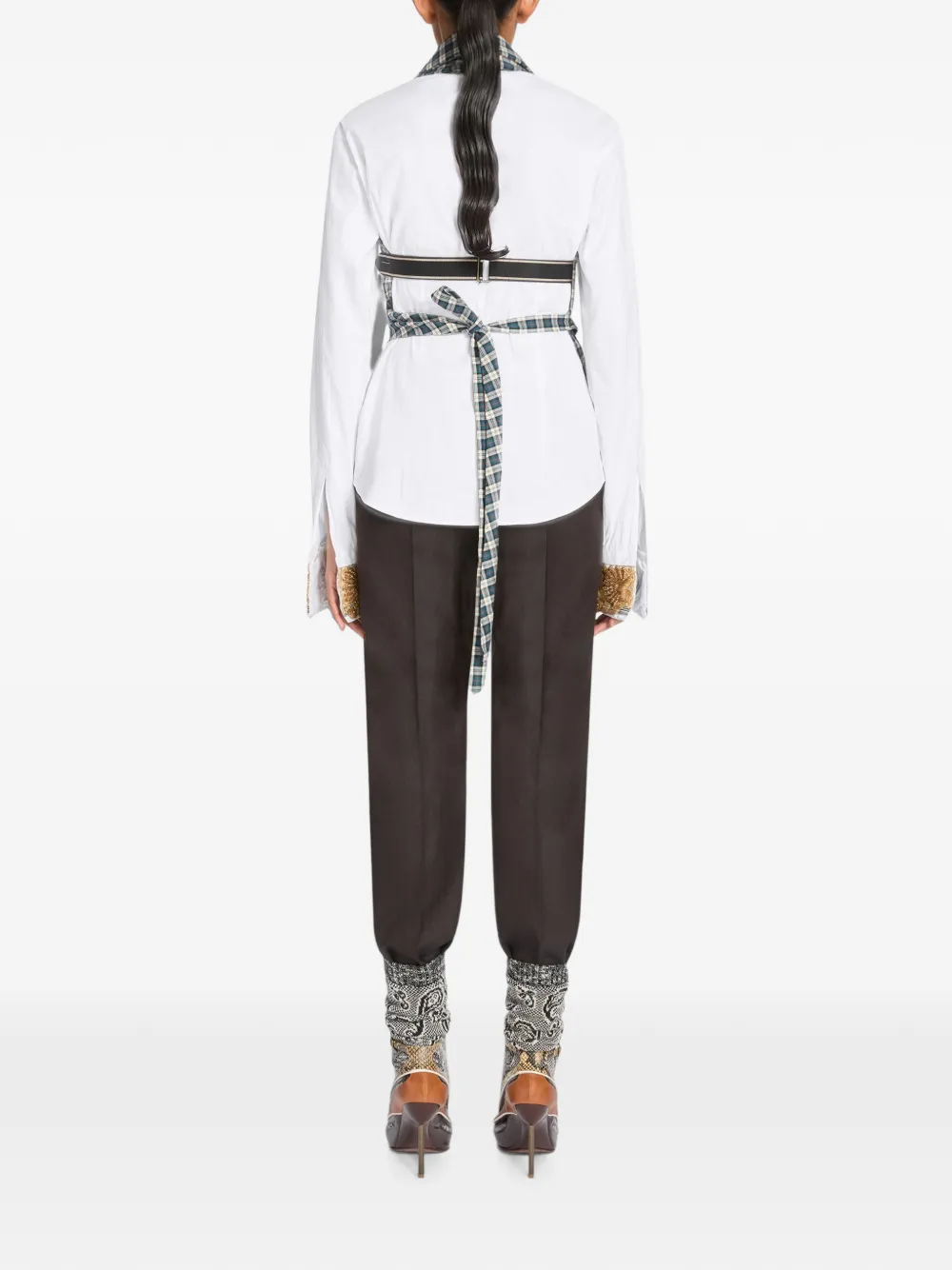 DRIES VAN NOTEN Flanellen top met katoenen achterkant Blauw