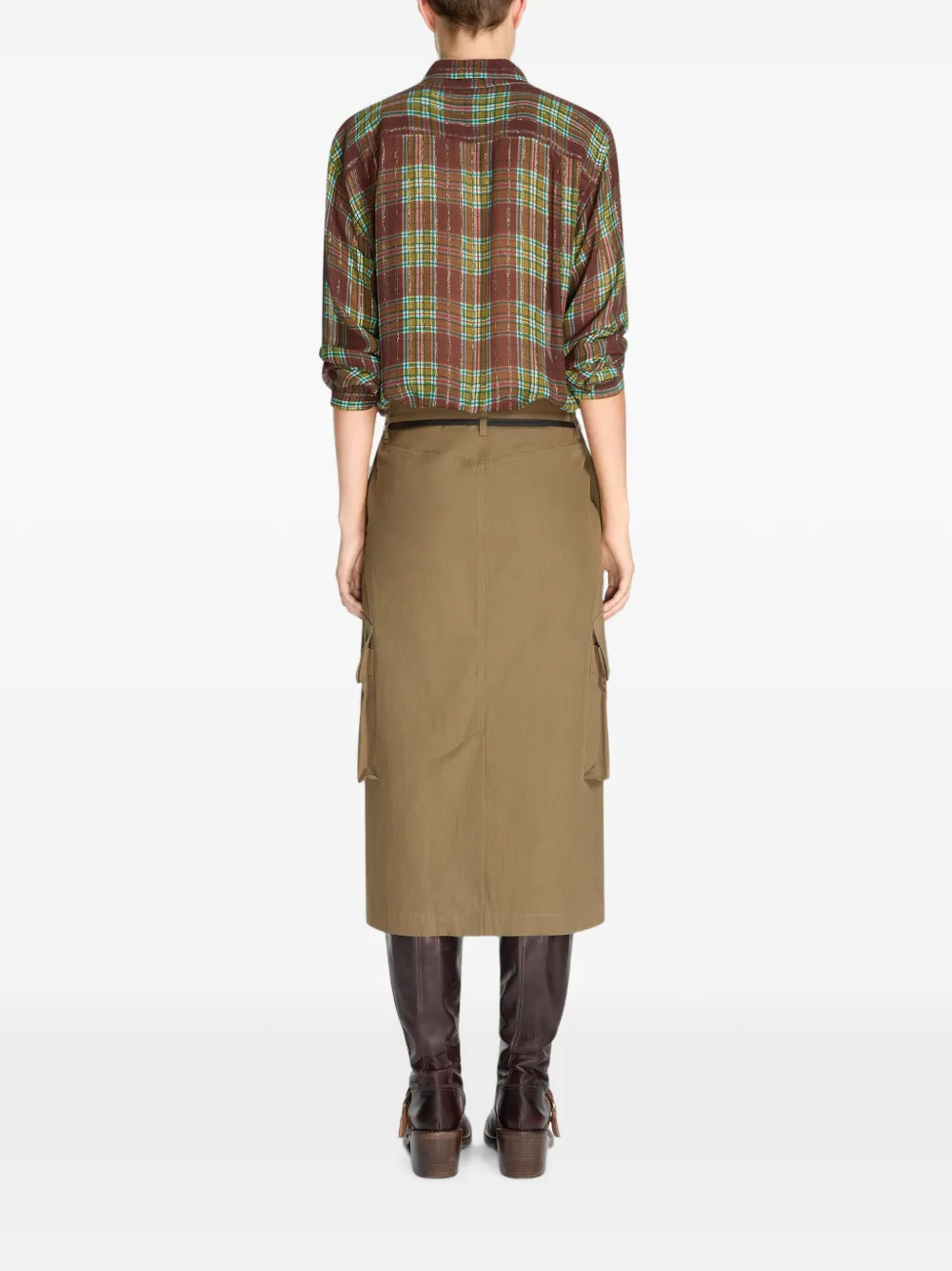 DRIES VAN NOTEN Katoenen twill cargo rok Beige