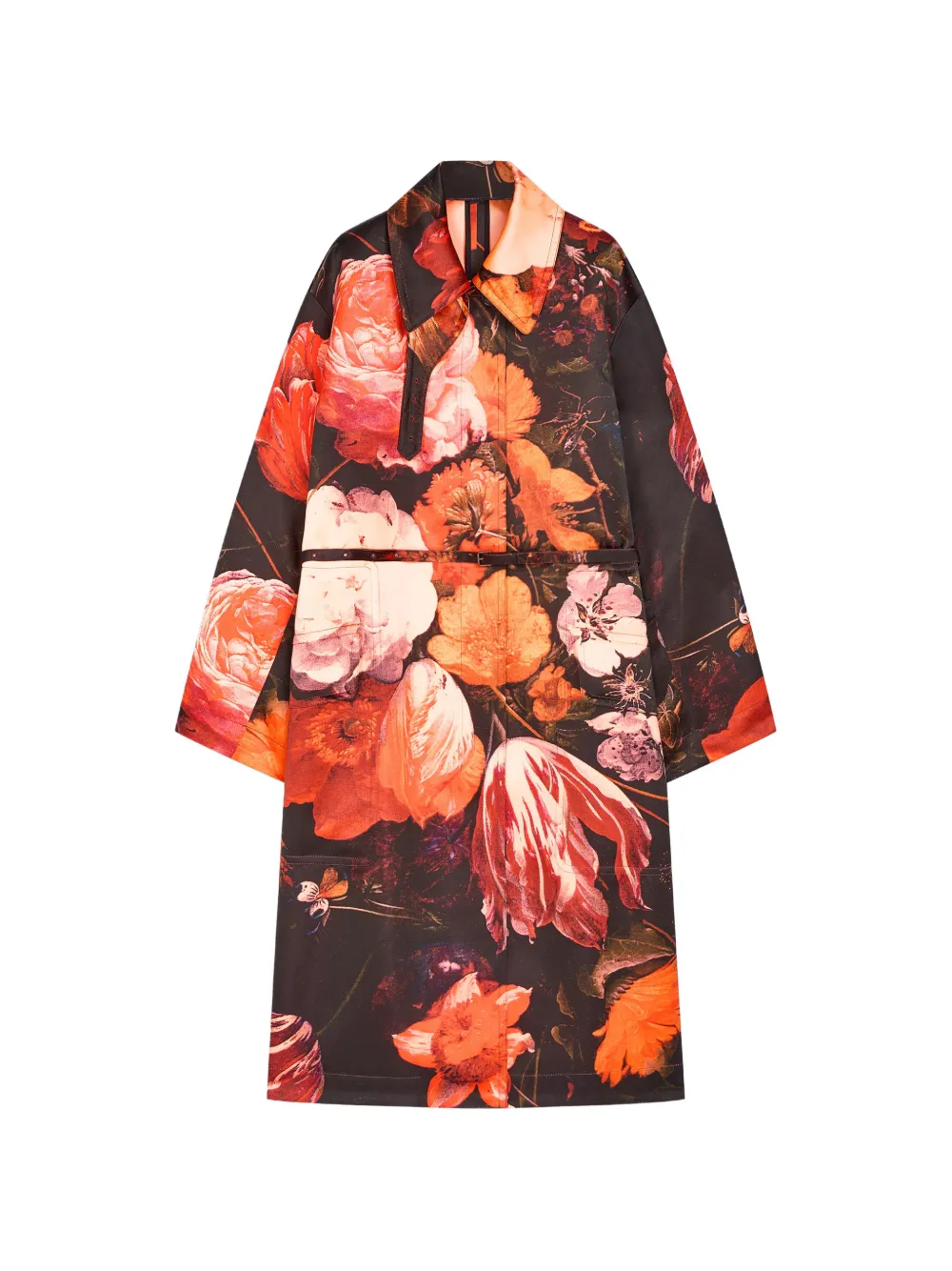 DRIES VAN NOTEN oversized floral coat - Black