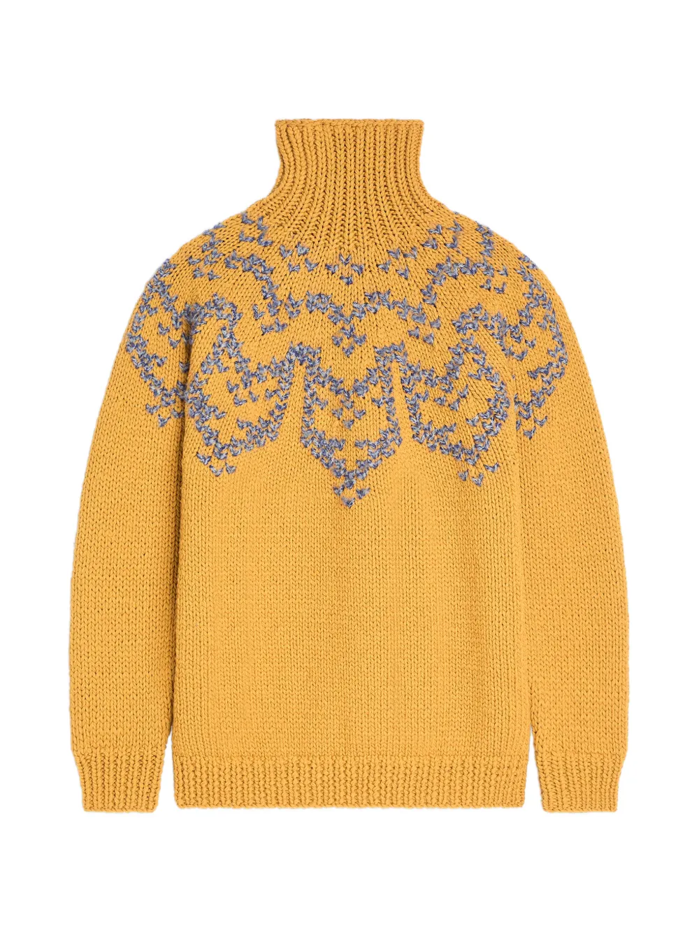 DRIES VAN NOTEN Intarsia wollen trui Geel