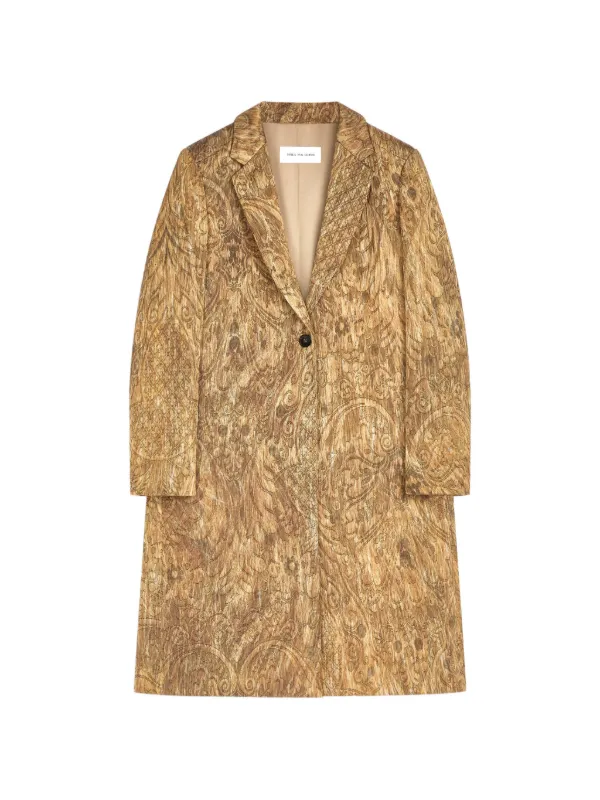 Dries Van Noten Tailored Jacquard Coat in Gold