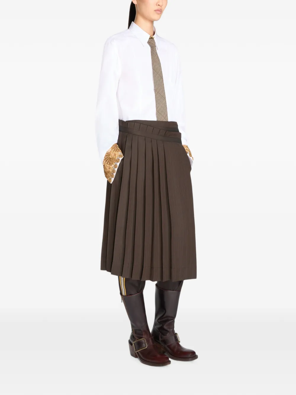 DRIES VAN NOTEN プリーツ スカート | ブラウン | FARFETCH JP