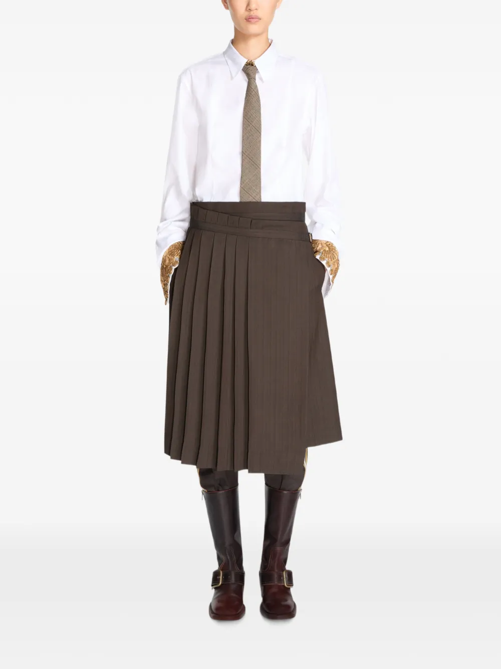 DRIES VAN NOTEN Viscose plooirok Bruin