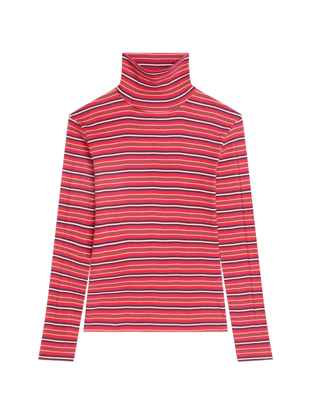 DRIES VAN NOTEN Geripptes Strick-T-Shirt mit Rollkragen - Rot