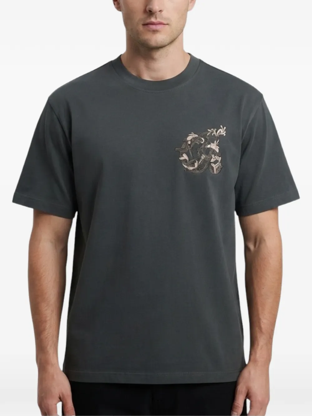 Only the Blind Maison Crest T-shirt met borduurwerk Grijs