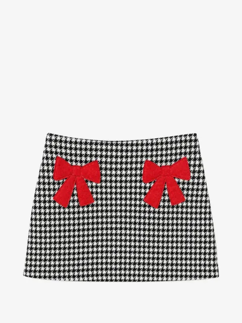 Simonetta houndstooth bow-detail skirt
