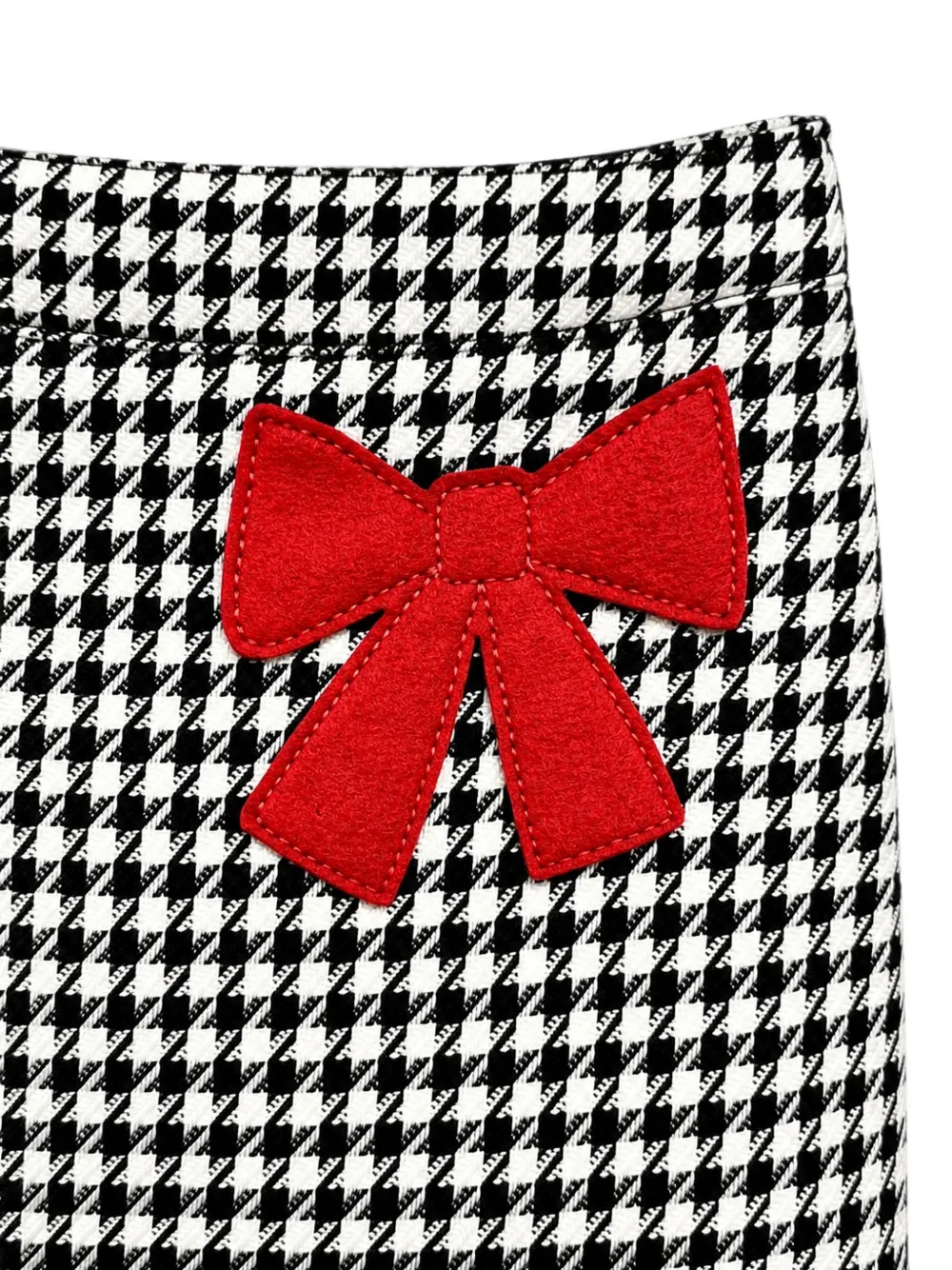 Simonetta Rok met pied-de-poule print en strikdetail Zwart