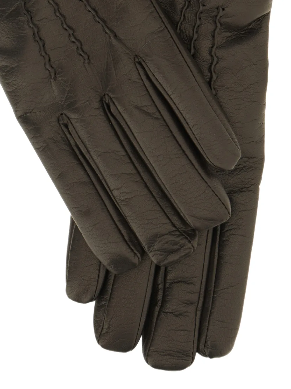 Lardini stitched-detail calf leather gloves Bruin