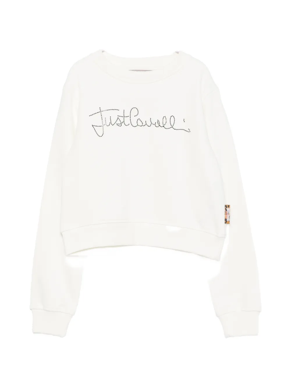 Roberto Cavalli Junior rhinestone-logo sweatshirt - Bianco