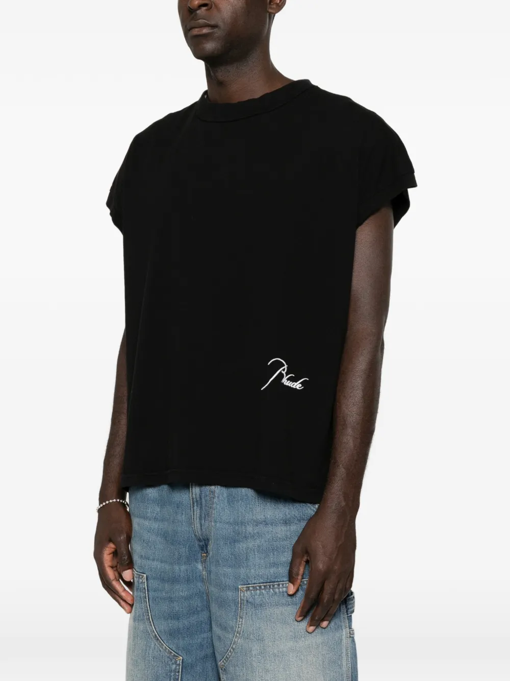 RHUDE T-shirt met geborduurd logo Zwart