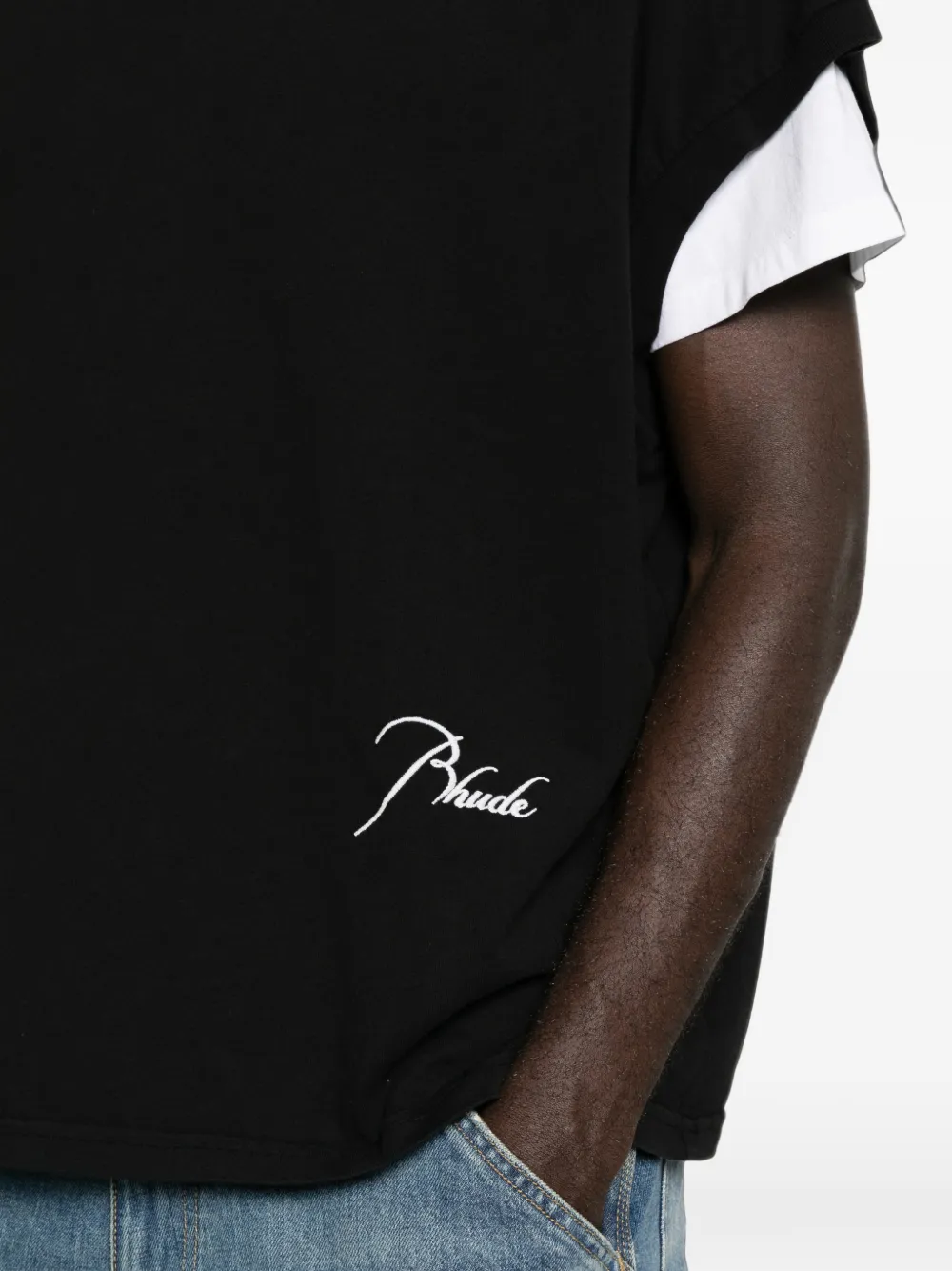 RHUDE T-shirt met geborduurd logo Zwart