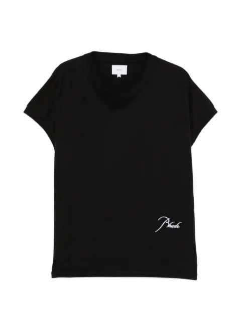 RHUDE logo-embroidered cap-sleeve T-shirt