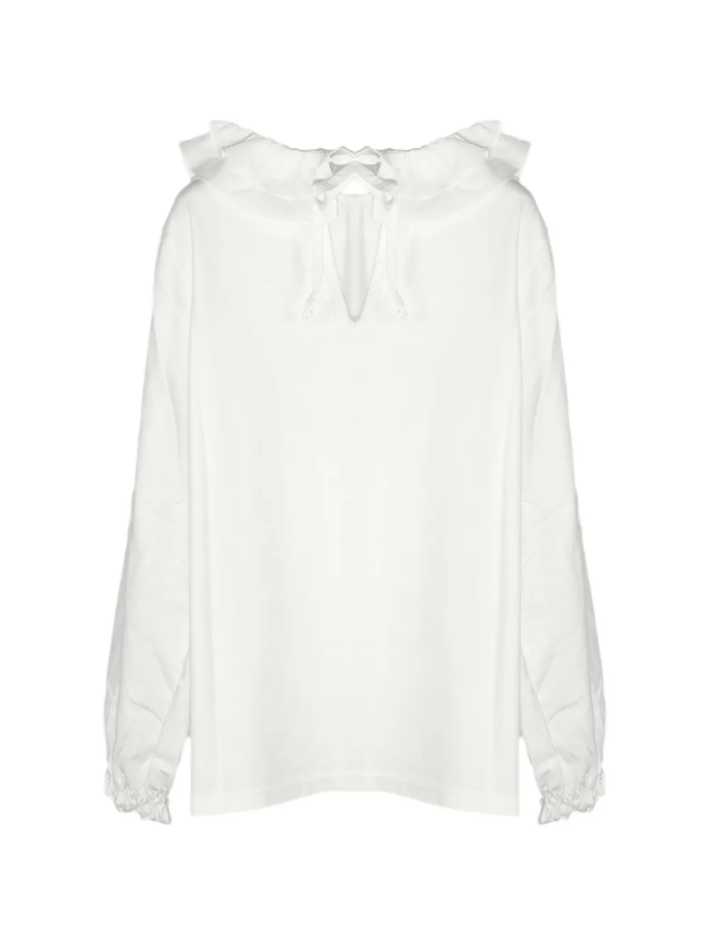 Zhoe & Tobiah Shirt met ruchekraag Wit