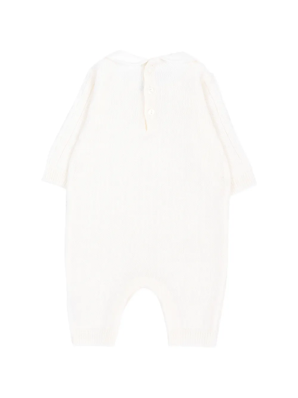 Little Bear Kabelgebreide romper met Peter Pan-kraag Wit