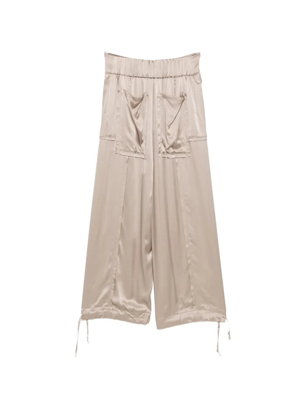 YEHUAFAN Palazzo broek met trekkoordzoom Beige