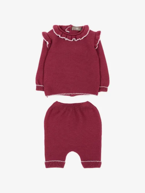 Little Bear ruffled virgin-wool trousers (set of two)