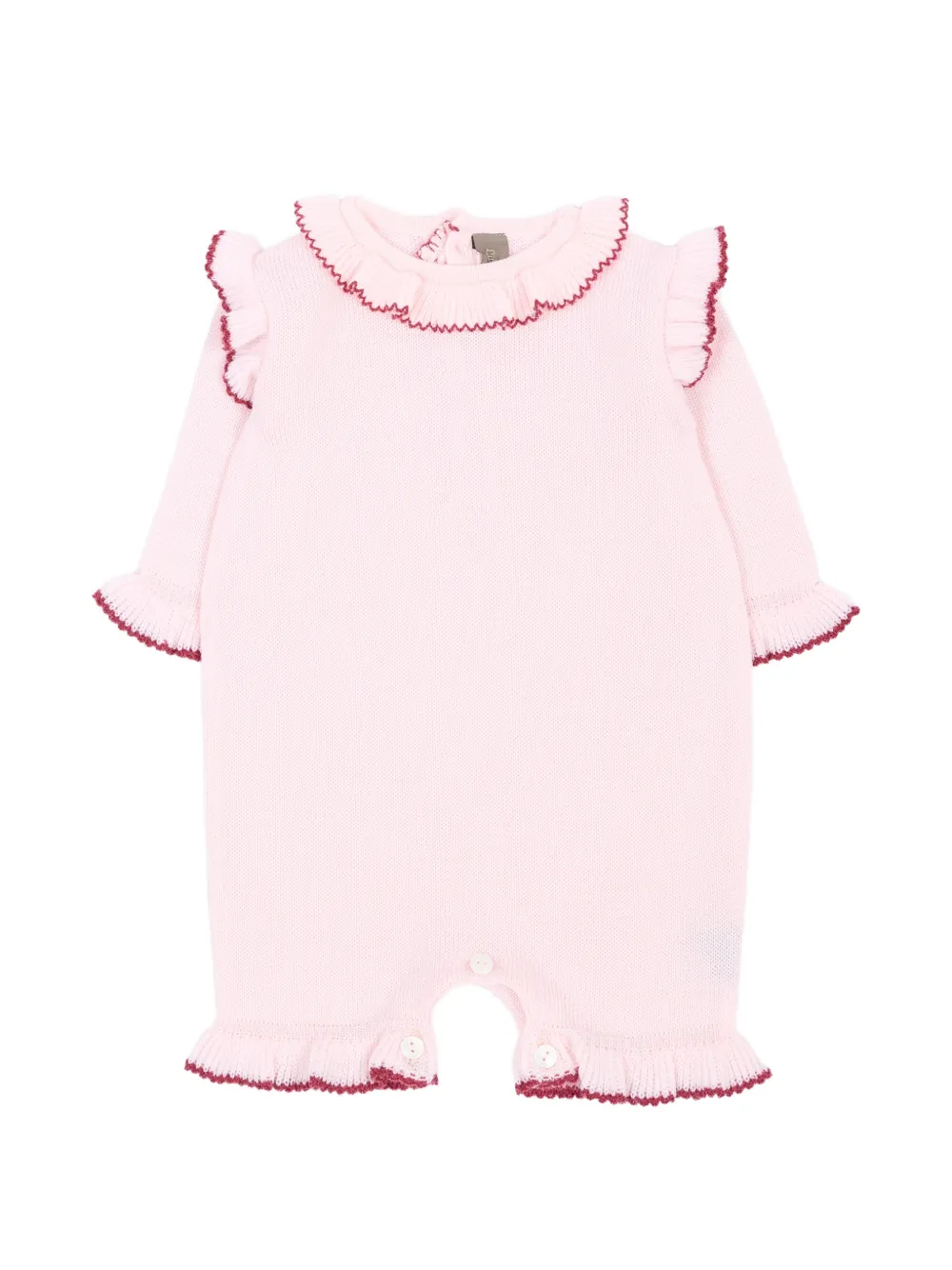 Little Bear ruffle-trimmed knitted romper - Rosa