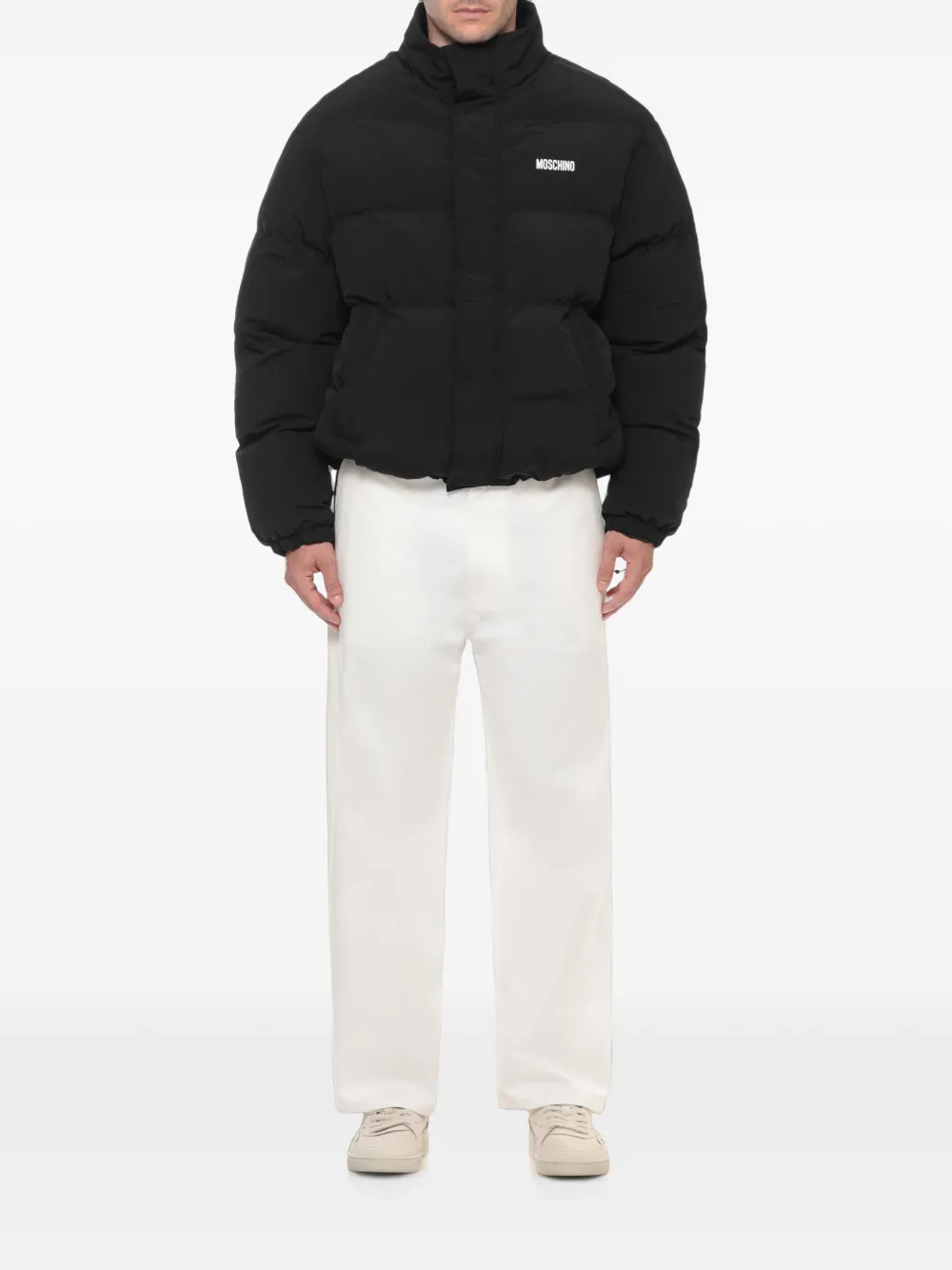 Moschino Gewatteerd jack met logoprint Zwart