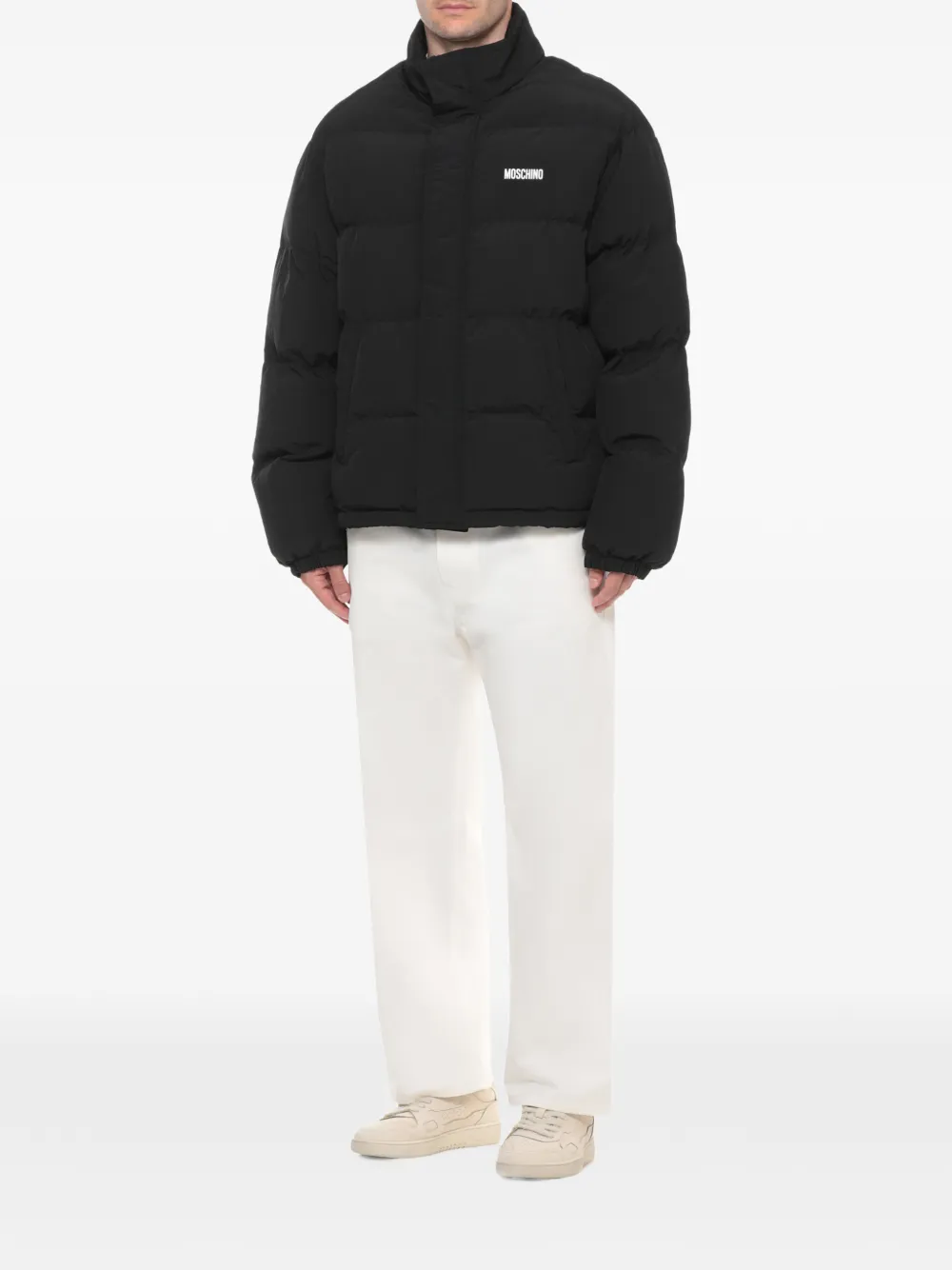 Moschino Gewatteerd jack met logoprint Zwart