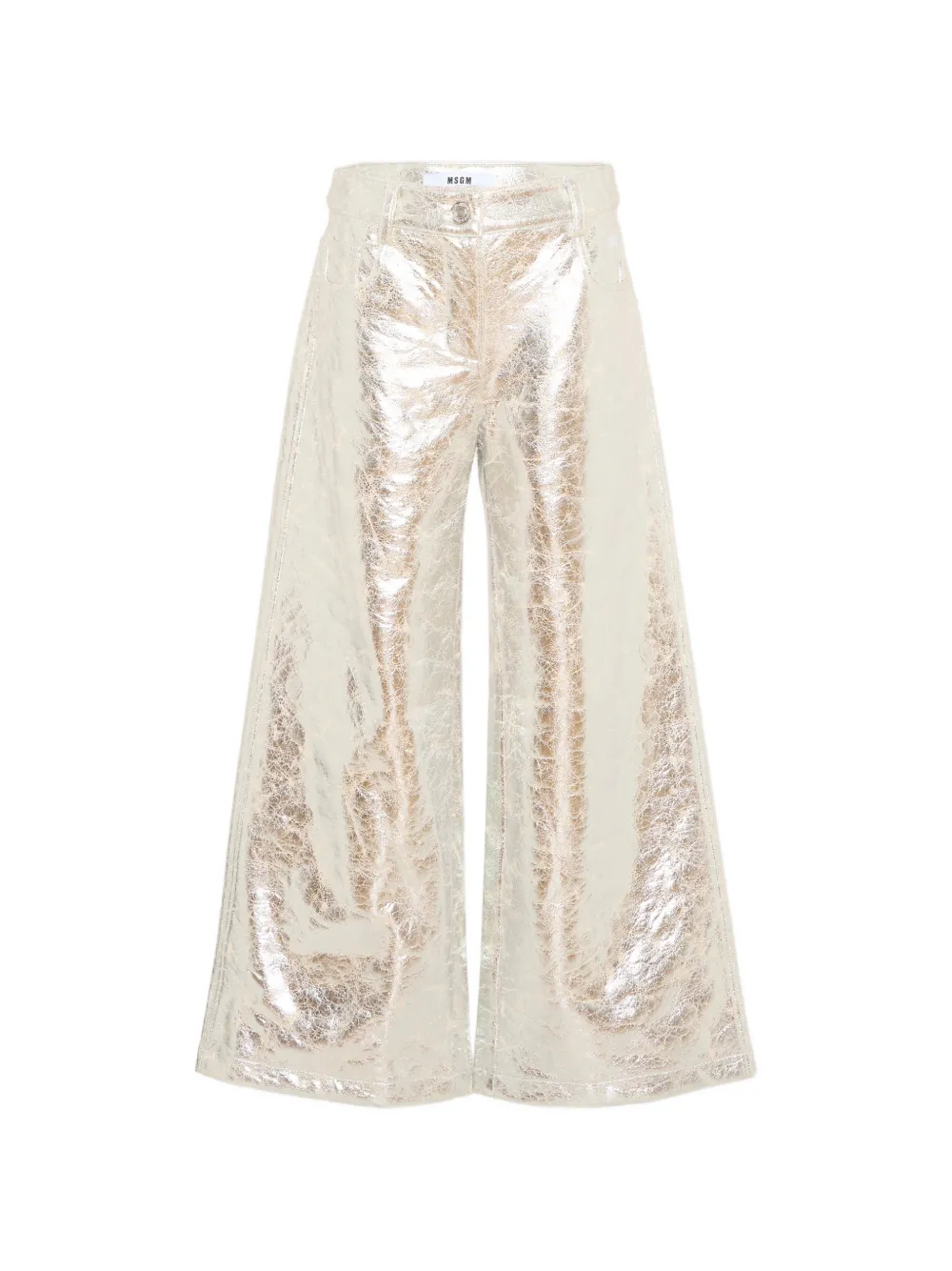 MSGM Kids metallic-effect wide-leg trousers - Argento