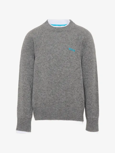 MSGM Kids logo-embroidered slogan-print sweater