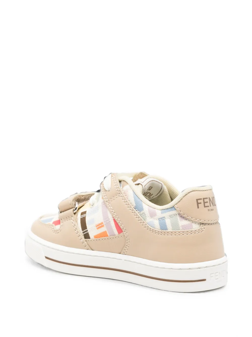 Fendi Kids Sneakers met klittenband en FF-logoprint Beige
