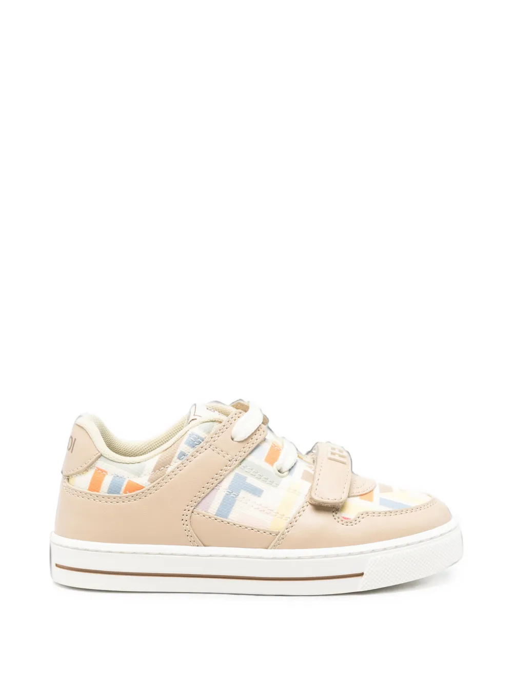Fendi Kids FF-logo-print touch-strap sneakers - Toni neutri