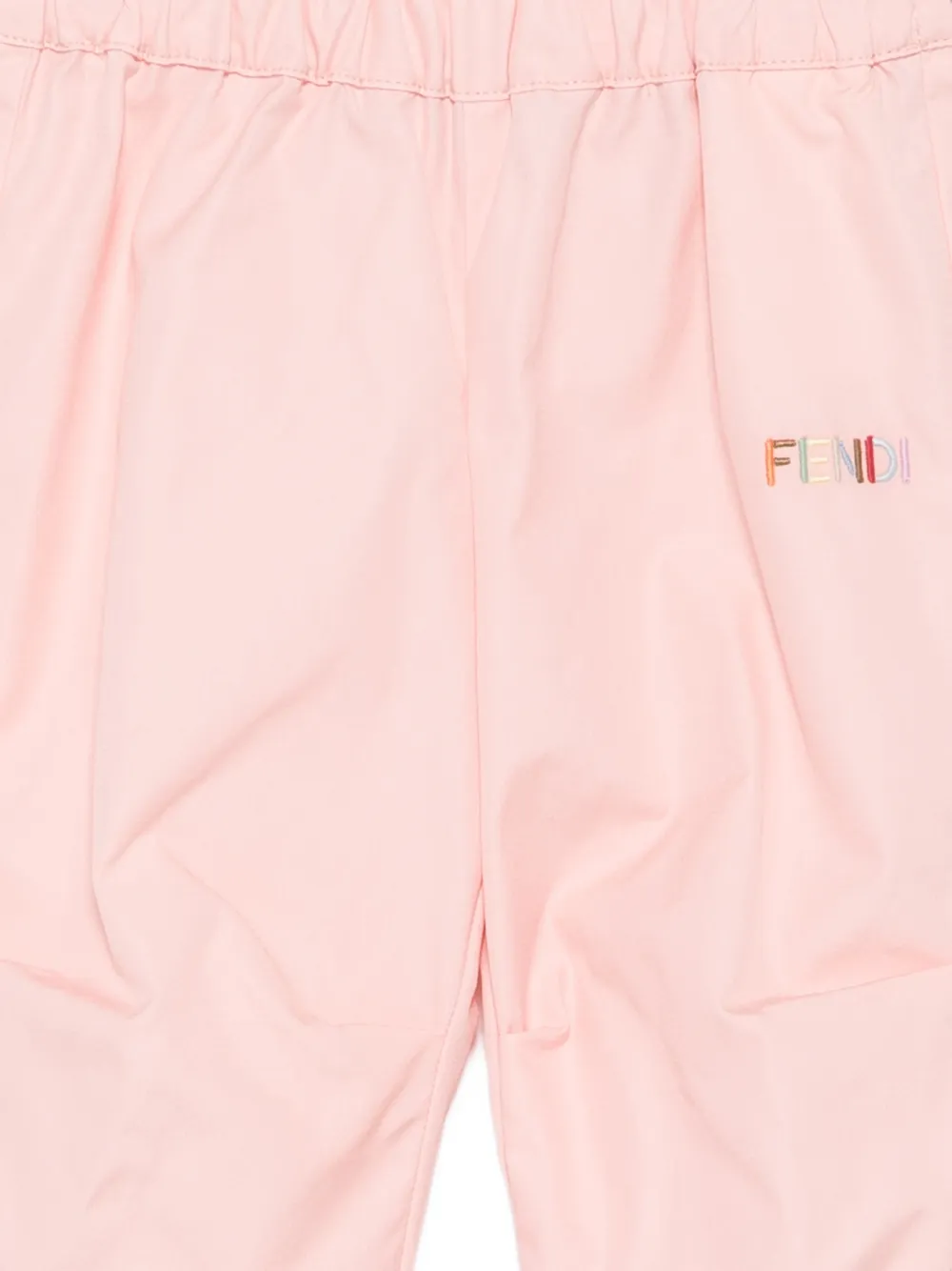Fendi Kids Elastische broek met geborduurd logo Roze