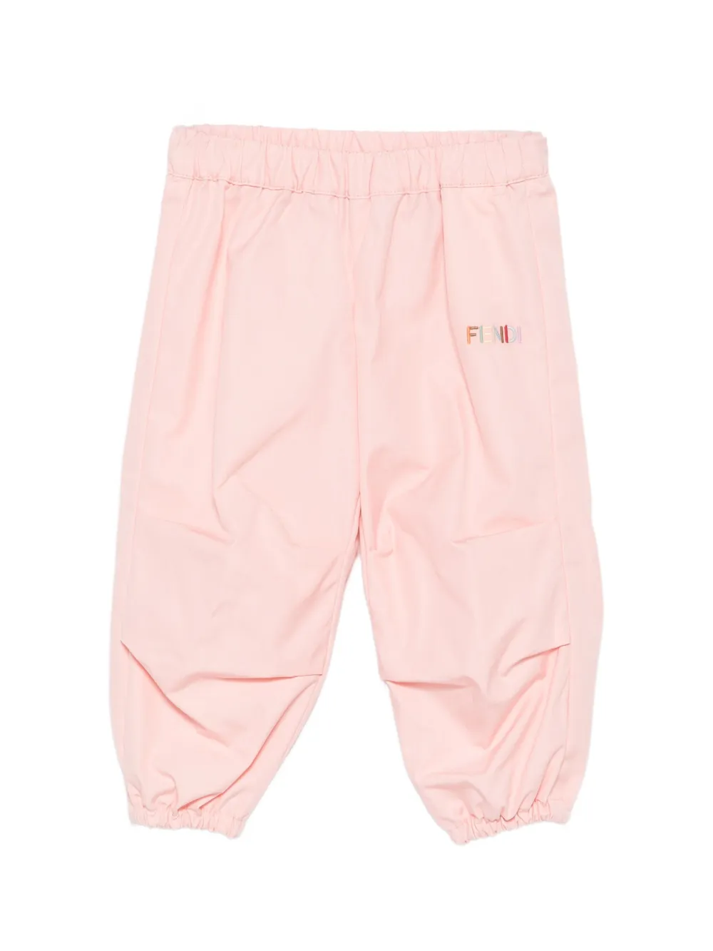 Fendi Kids Pantaloni con logo ricamato - Rosa