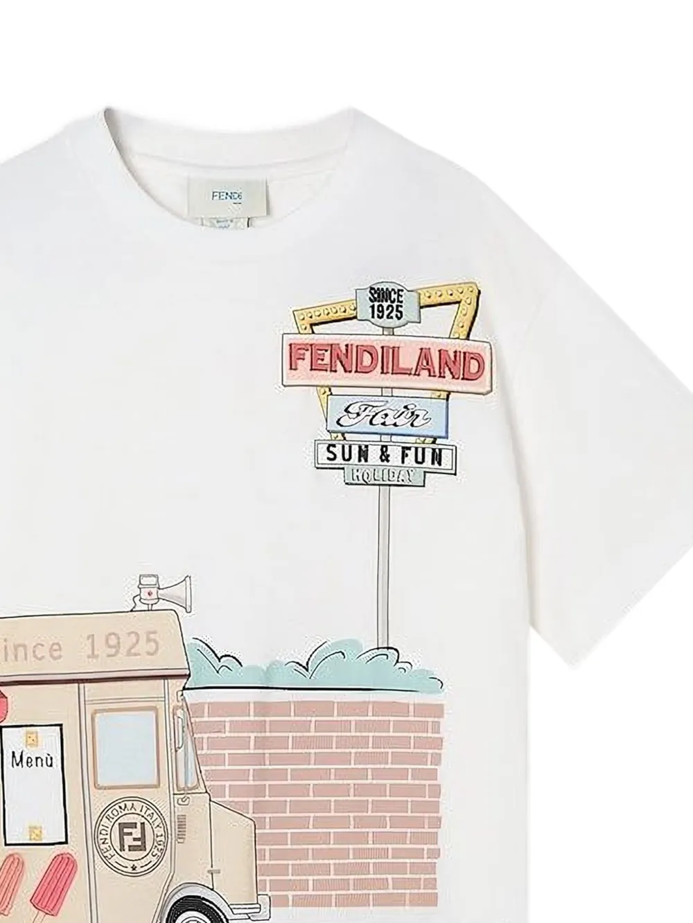 Fendi Kids T-shirt met grafische print Wit