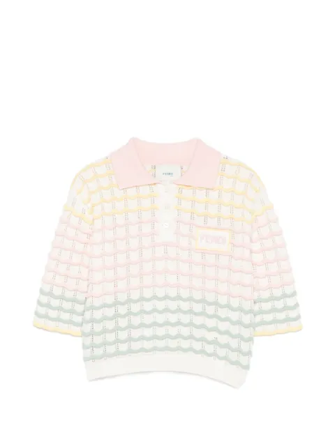 Fendi Kids wavy-knit logo-patch polo shirt