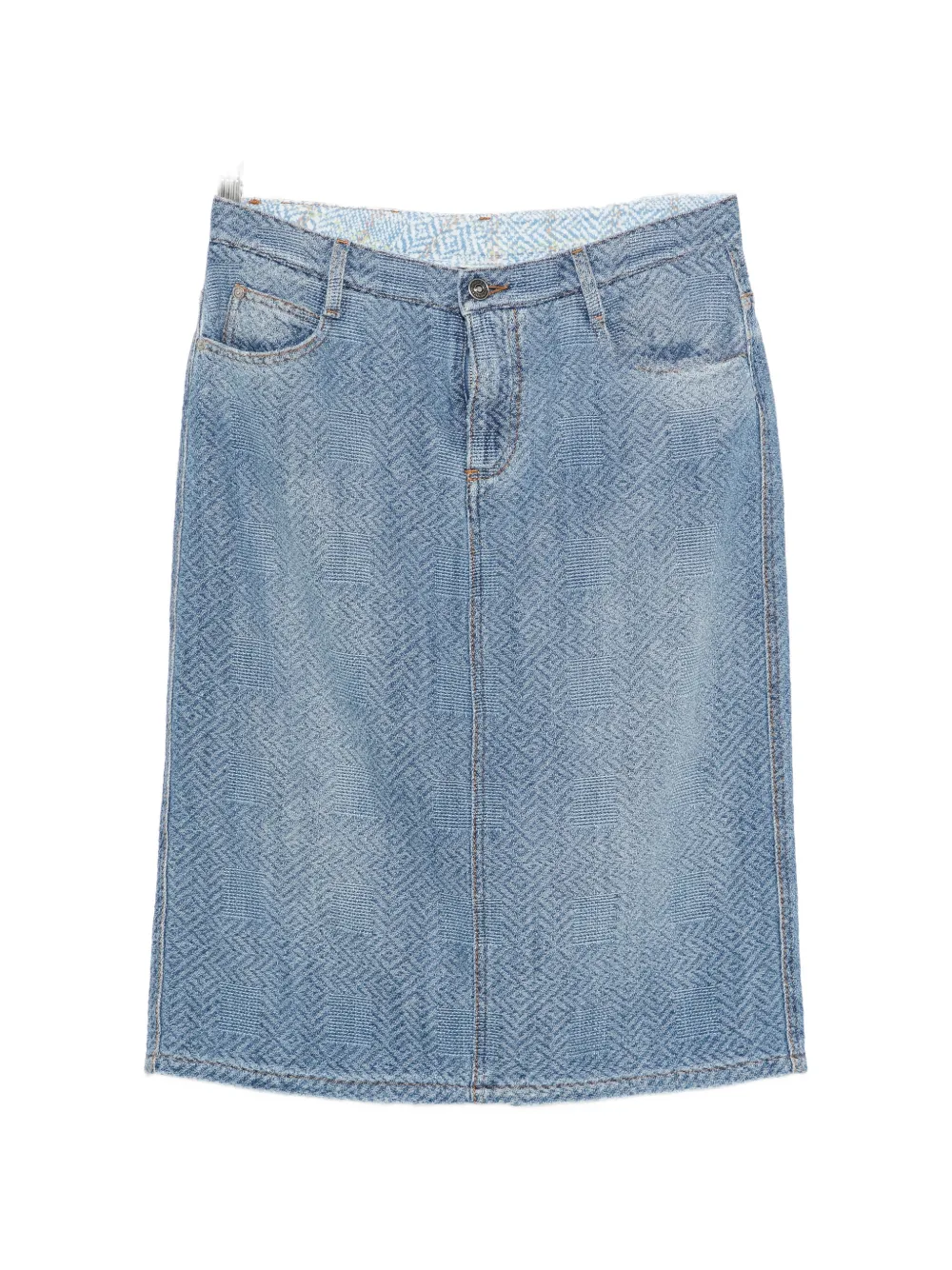 Ermanno Scervino herringbone-pattern midi denim skirt
